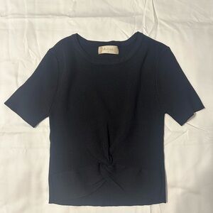 Altar'd State Black Tie Front Short Sleeve T-Shirt